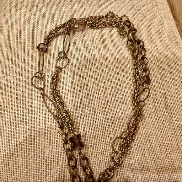 CHICO’S Toggle Necklace with Chain dangles and Topaz charm - Picture 4 of 5